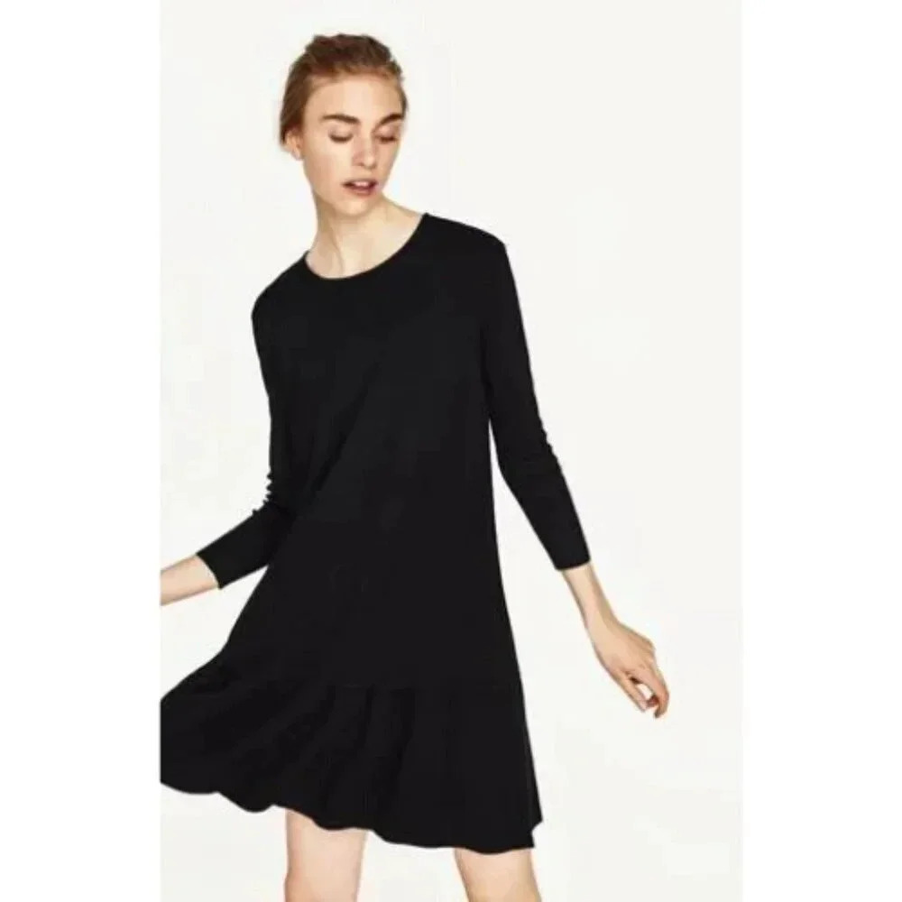 Zara Womens Size Small Knit Drop Waist Dress